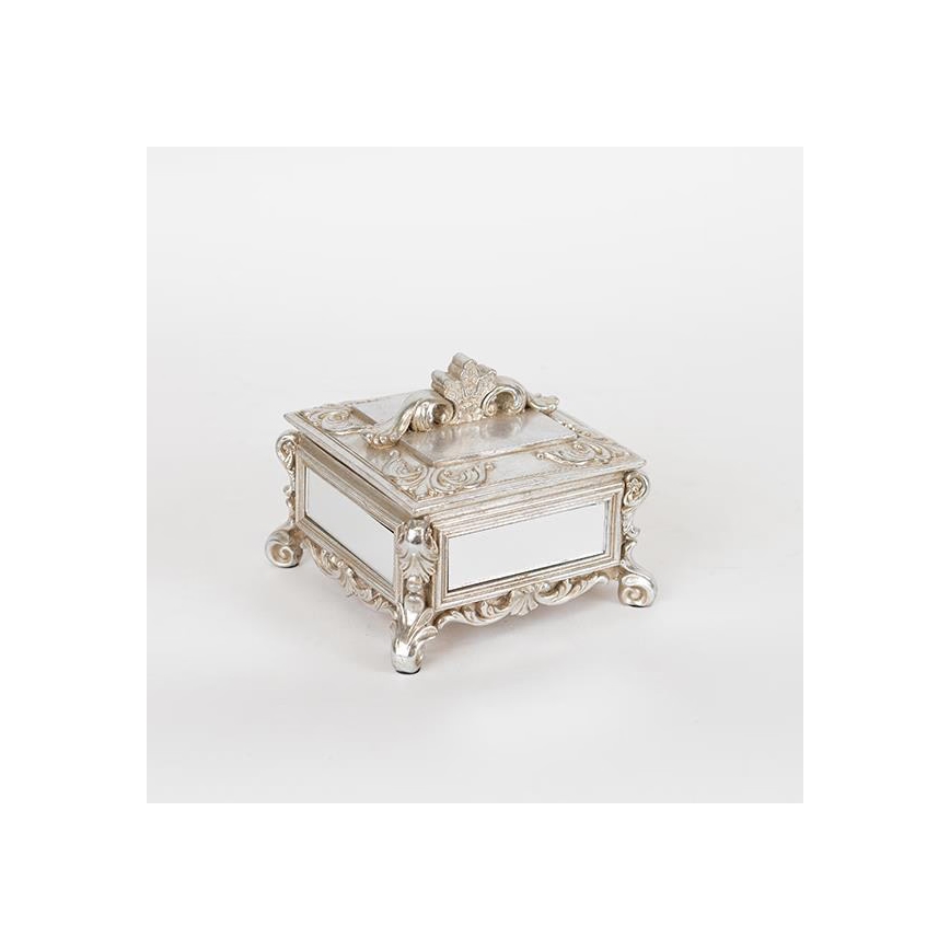 Κουτί κοσμημάτων 10,3x13,5x13,5 cm ασημί/πατίνα
