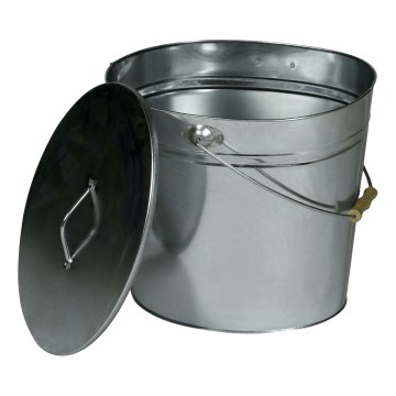Κουβάς στάχτης τζακιού με καπάκι 15 l γυαλιστερό χρώμιο
