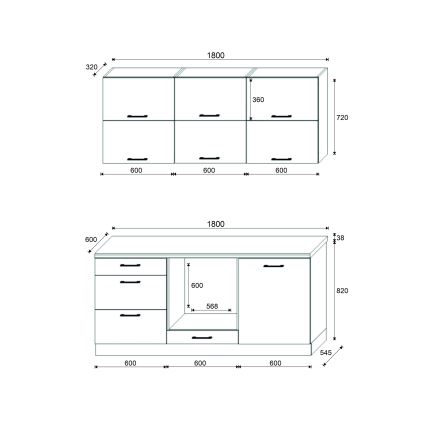Κουζίνα ELISE 180 cm, γραφίτης