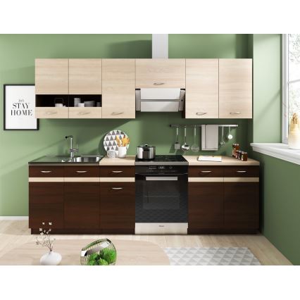Κουζίνα VALERIA 240 cm δρυς σονόμα/καφέ