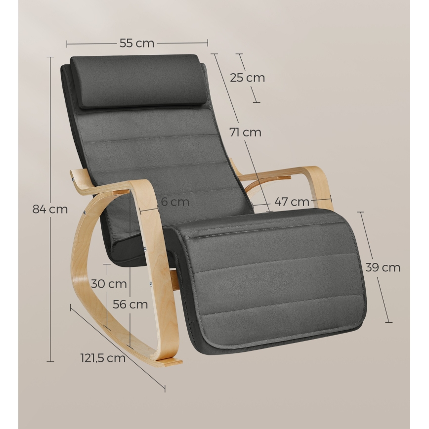 Κουνιστή πολυθρόνα RESTLY σε σκούρο γκρι