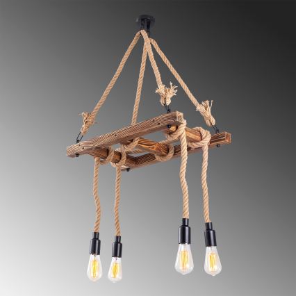 Κρεμαστό φωτιστικό με καλώδιο EREBOS 4xE27/40W/230V καφέ