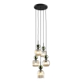 Κρεμαστό φωτιστικό με καλώδιο SOPHIA 5xE14/10W/230V μαύρο/πράσινο/καπνιστό μπεζ