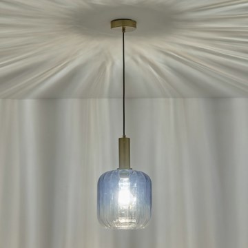 Κρεμαστό φωτιστικό οροφής 1xE27/15W/230V μπλε/φιμέ διάμετρος 20 cm