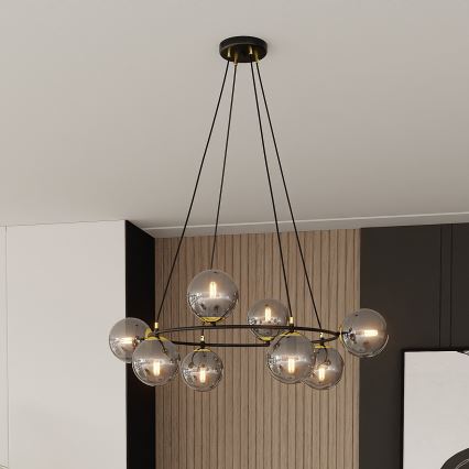 Κρεμαστό φωτιστικό οροφής AZURA 8xE14/10W/230V μαύρο/γκρι