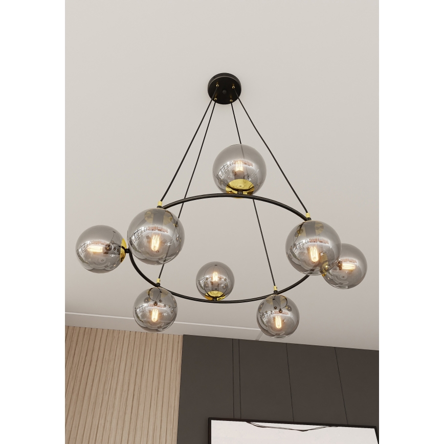 Κρεμαστό φωτιστικό οροφής AZURA 8xE14/10W/230V μαύρο/γκρι
