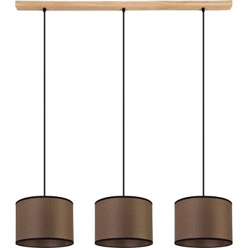 Κρεμαστό φωτιστικό οροφής BENITA 3xE27/40W/230V καφέ/δρυς