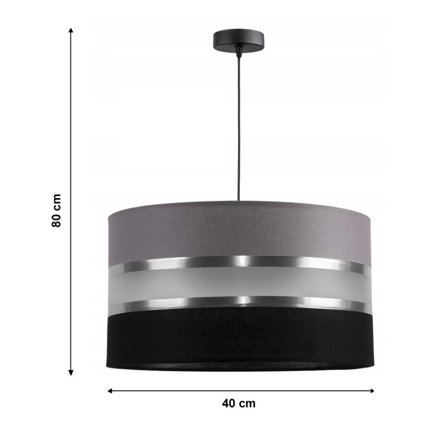 Κρεμαστό φωτιστικό οροφής CORAL 1xE27/60W/230V μαύρο και γκρι