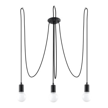Κρεμαστό φωτιστικό οροφής EDISON 3 3xE27/60W/230V spider μαύρο
