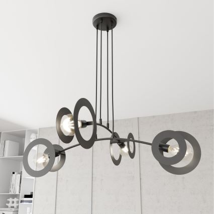 Κρεμαστό φωτιστικό οροφής EUFORIA 4xE27/15W/230V μαύρο