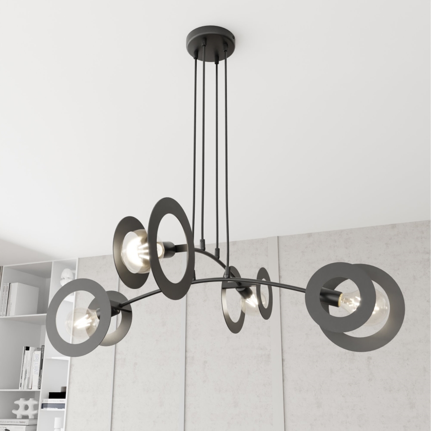 Κρεμαστό φωτιστικό οροφής EUFORIA 4xE27/15W/230V μαύρο