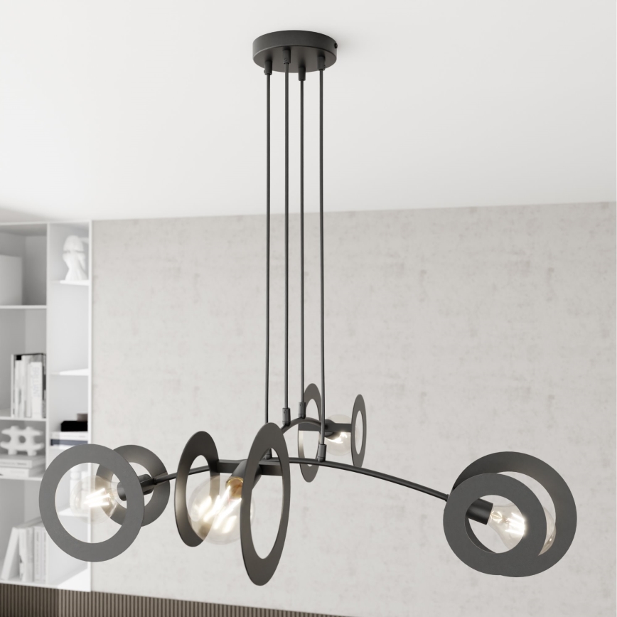 Κρεμαστό φωτιστικό οροφής EUFORIA 4xE27/15W/230V μαύρο
