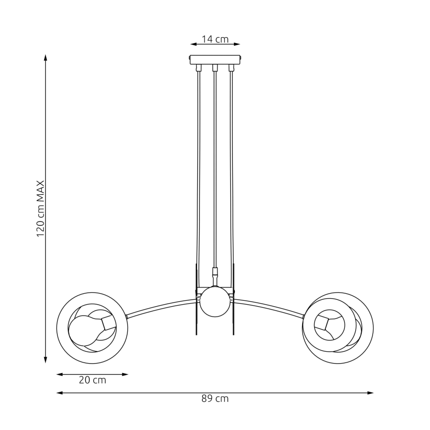 Κρεμαστό φωτιστικό οροφής EUFORIA 4xE27/15W/230V μαύρο
