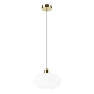 Κρεμαστό φωτιστικό οροφής HARMA 1xE27/15W/230V διάμετρος 25 cm λευκό/χρυσό