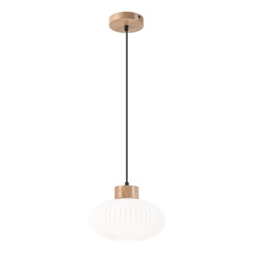 Κρεμαστό φωτιστικό οροφής HARMONY 1xE27/15W/230V διάμετρος 25 cm λευκό/δρυς