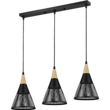 Κρεμαστό φωτιστικό οροφής HIRA 3xE27/60W/230V μαύρο