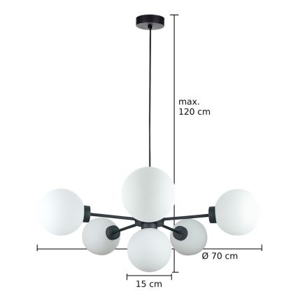 Κρεμαστό φωτιστικό οροφής KALIOPE 6xE14/50W/230V μαύρο/λευκό
