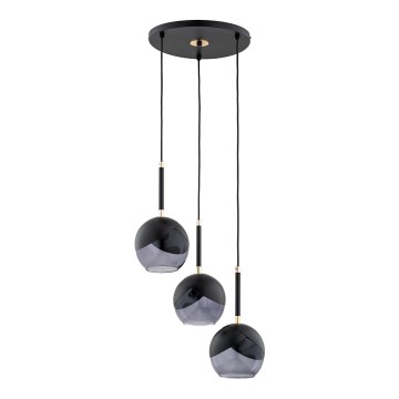 Κρεμαστό φωτιστικό οροφής MILTONA 3xE27/60W/230V μαύρο/γκρι