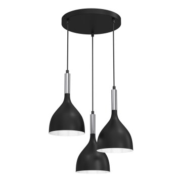 Κρεμαστό φωτιστικό οροφής NOAK 3xE27/15W/230V μαύρο/γυαλιστερό χρώμιο