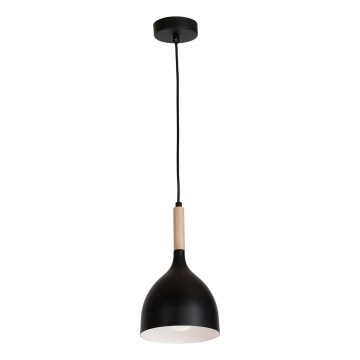 Κρεμαστό φωτιστικό οροφής NOAK WOOD 1xE27/15W/230V μαύρο/οξιά