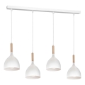 Κρεμαστό φωτιστικό οροφής NOAK WOOD 4xE27/15W/230V λευκό/οξιά