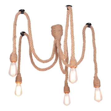 Κρεμαστό φωτιστικό οροφής ROPE CASA 5xE27/12W/230V spider