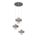 Κρεμαστό φωτιστικό οροφής τρίφωτο VOLTA 3xE27/15W/230V διάμετρος 42 cm γκρι