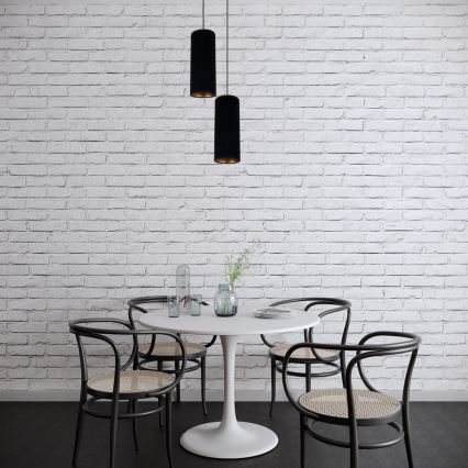 Κρεμαστό φωτιστικό οροφής δίφωτο AVALO 2xE27/60W/230V διάμετρος 20 cm μαύρο
