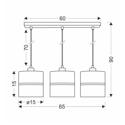 Κρεμαστό φωτιστικό οροφής ράγα ASSAM 3xE27/60W/230V μαύρο