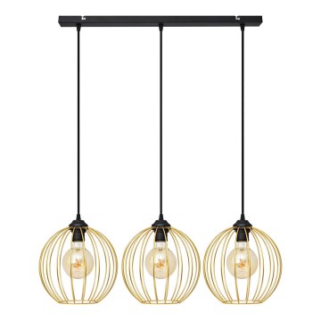 Κρεμαστό φωτιστικό οροφής ράγα MERCURE 3xE27/15W/230V χρυσαφί/μαύρο