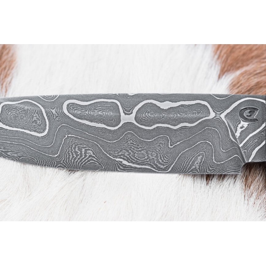 Κυνηγετικό μαχαίρι Δαμασκού 12,4 cm Σημύδα/κέρατο ταράνδου