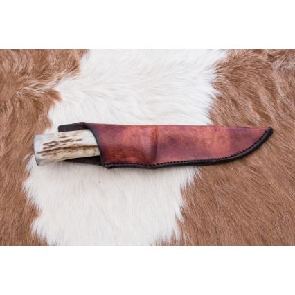 Κυνηγετικό μαχαίρι Δαμασκού 12 cm στάχτη/κέρατο ελαφιού