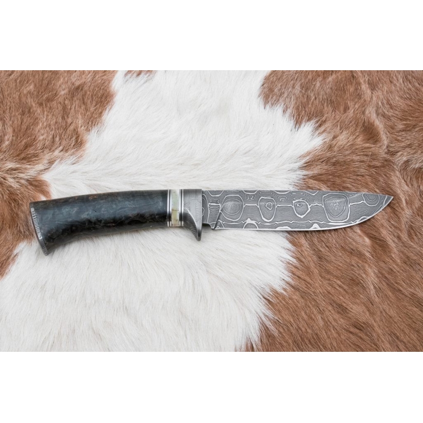 Κυνηγετικό μαχαίρι Δαμασκού 13,8 cm Σημύδα/κόκκαλο καμήλας