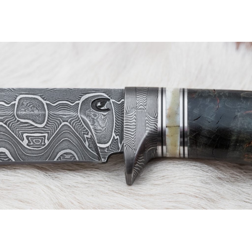 Κυνηγετικό μαχαίρι Δαμασκού 13,8 cm Σημύδα/κόκκαλο καμήλας