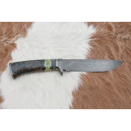 Κυνηγετικό μαχαίρι Δαμασκού 14,5 cm σκλήθρο/σερπεντινίτης