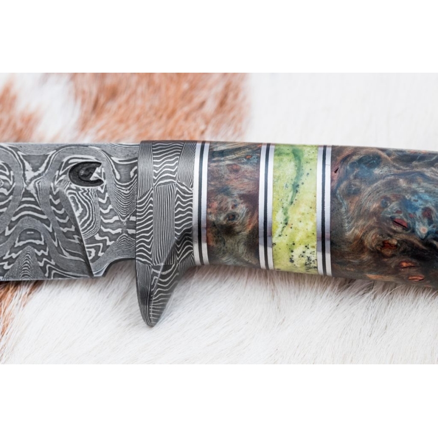 Κυνηγετικό μαχαίρι Δαμασκού 14,5 cm σκλήθρο/σερπεντινίτης