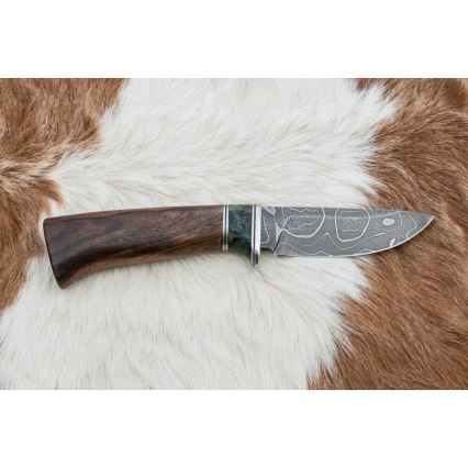 Κυνηγετικό μαχαίρι Δαμασκού 9,7 cm καρυδιά/σφένδαμος
