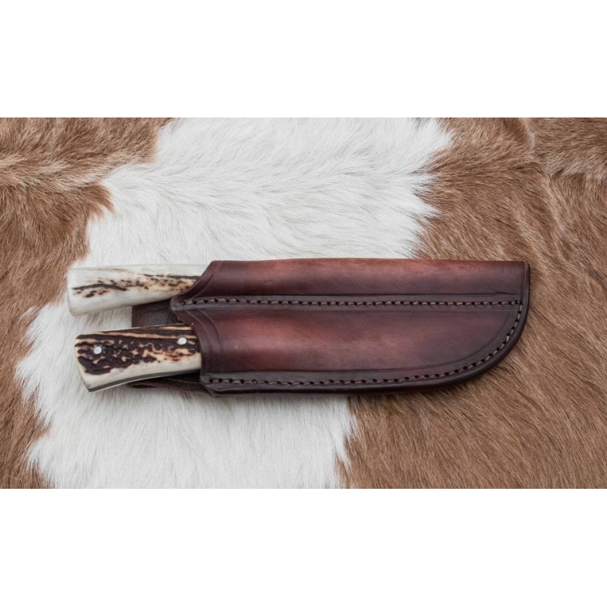 Κυνηγετικό μαχαίρι Δαμασκού με μίνι πριόνι 11 cm κέρατο ελαφιού