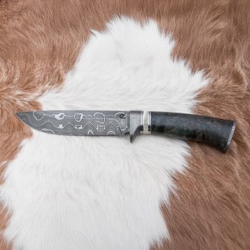 Κυνηγετικό μαχαίρι Δαμασκού 13,8 cm Σημύδα/κόκκαλο καμήλας