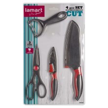 Lamart - Σετ κουζίνας 4 τμχ - 2x μαχαίρια, αποφλοιωτής και ψαλίδι