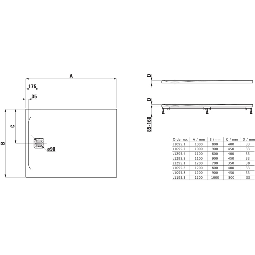 LAUFEN H2109580000001 - Ορθογώνιος δίσκος ντους PRO 120x90 cm marbond/λευκό