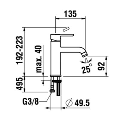 LAUFEN H3110810811201 - Μπαταρία νιπτήρος LUA 19,2 cm τιτάνιο ματ μαύρο