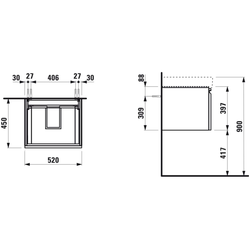 LAUFEN H4833510964751 - Έπιπλο μπάνιου PRO για νιπτήρα 52 cm λευκό