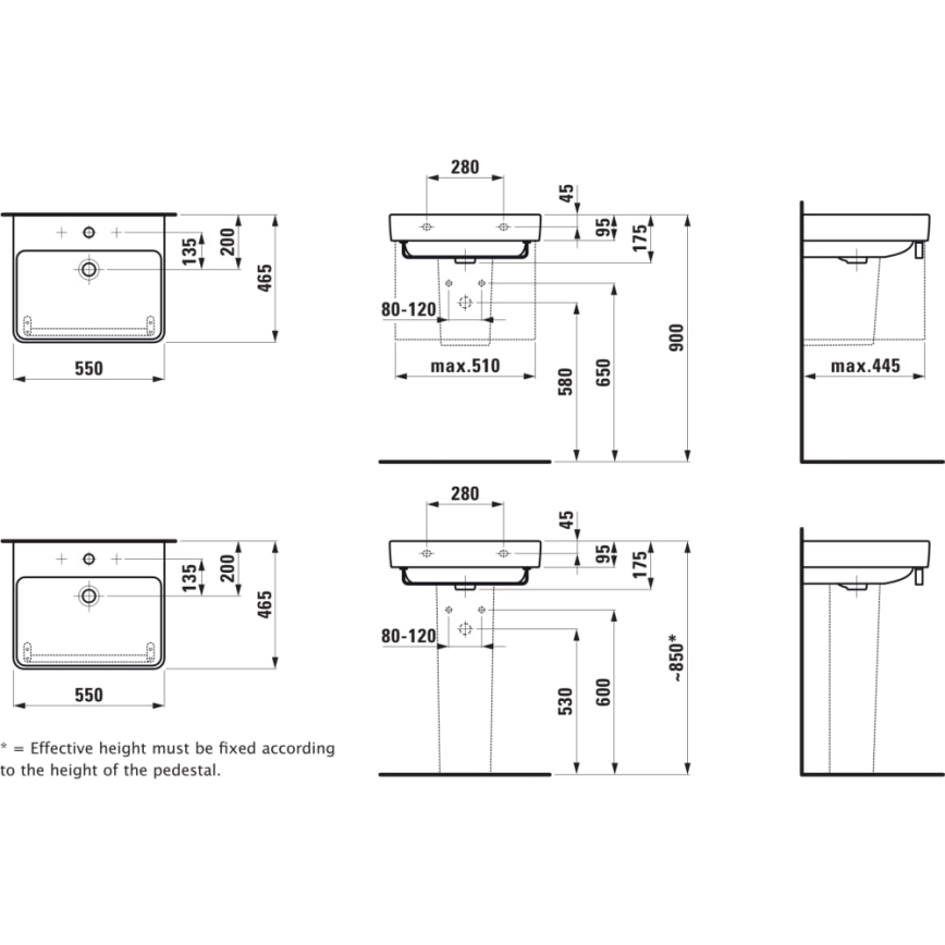 LAUFEN H8109620001041 - Νιπτήρας για επιτραπέζια τοποθέτηση/κρεμαστός PRO 55 x 46,5 cm, κεραμικός/λευκός