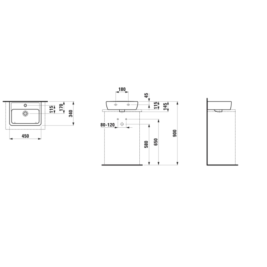 LAUFEN H8119520001041 - Νιπτήρας μπάνιου PRO 45x34 cm κεραμικός/λευκό