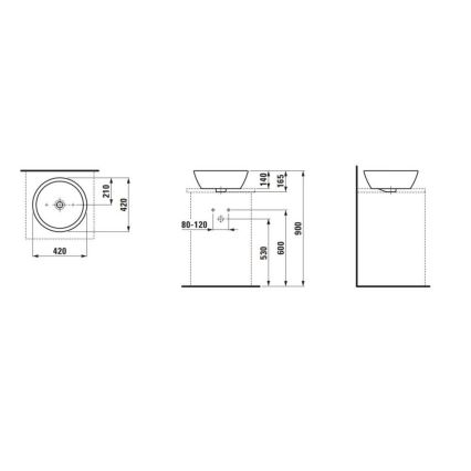 LAUFEN H8129620001091 - Νιπτήρας μπάνιου PRO διάμετρος 42 cm κεραμικός/λευκό