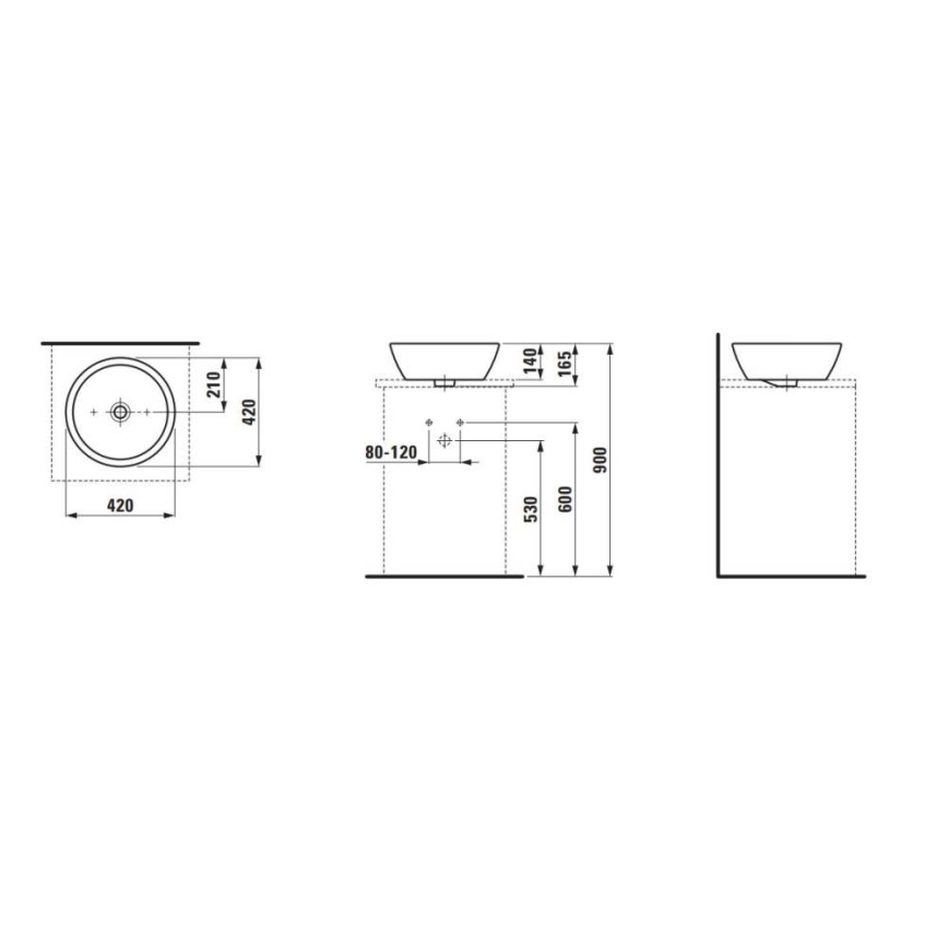LAUFEN H8129620001091 - Νιπτήρας μπάνιου PRO διάμετρος 42 cm κεραμικός/λευκό