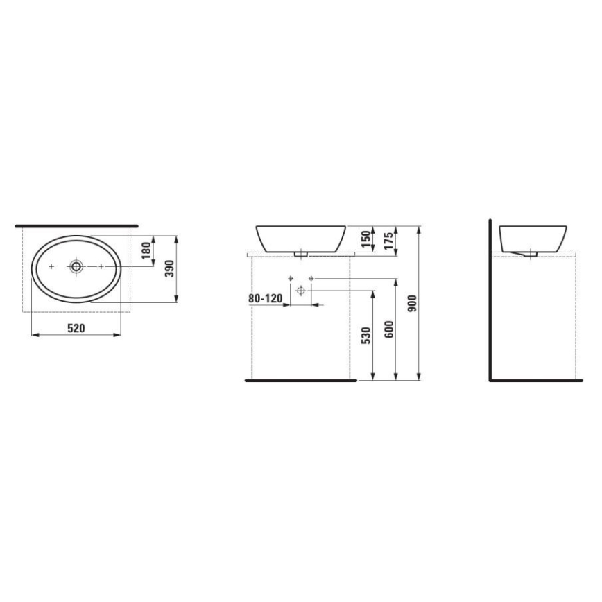LAUFEN H8129640001121 - Νιπτήρας μπάνιου PRO 52x39 cm κεραμικός/λευκό