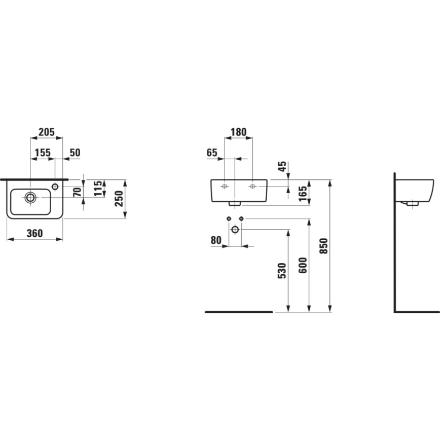 LAUFEN H8169550001061 - Επιτοίχιος νιπτήρας PRO 36x25 εκ. κεραμικός/λευκός