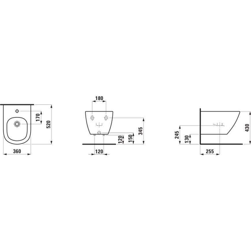 LAUFEN H8300810003021 - Μπιντέ κρεμαστό LUA κεραμικό/λευκό